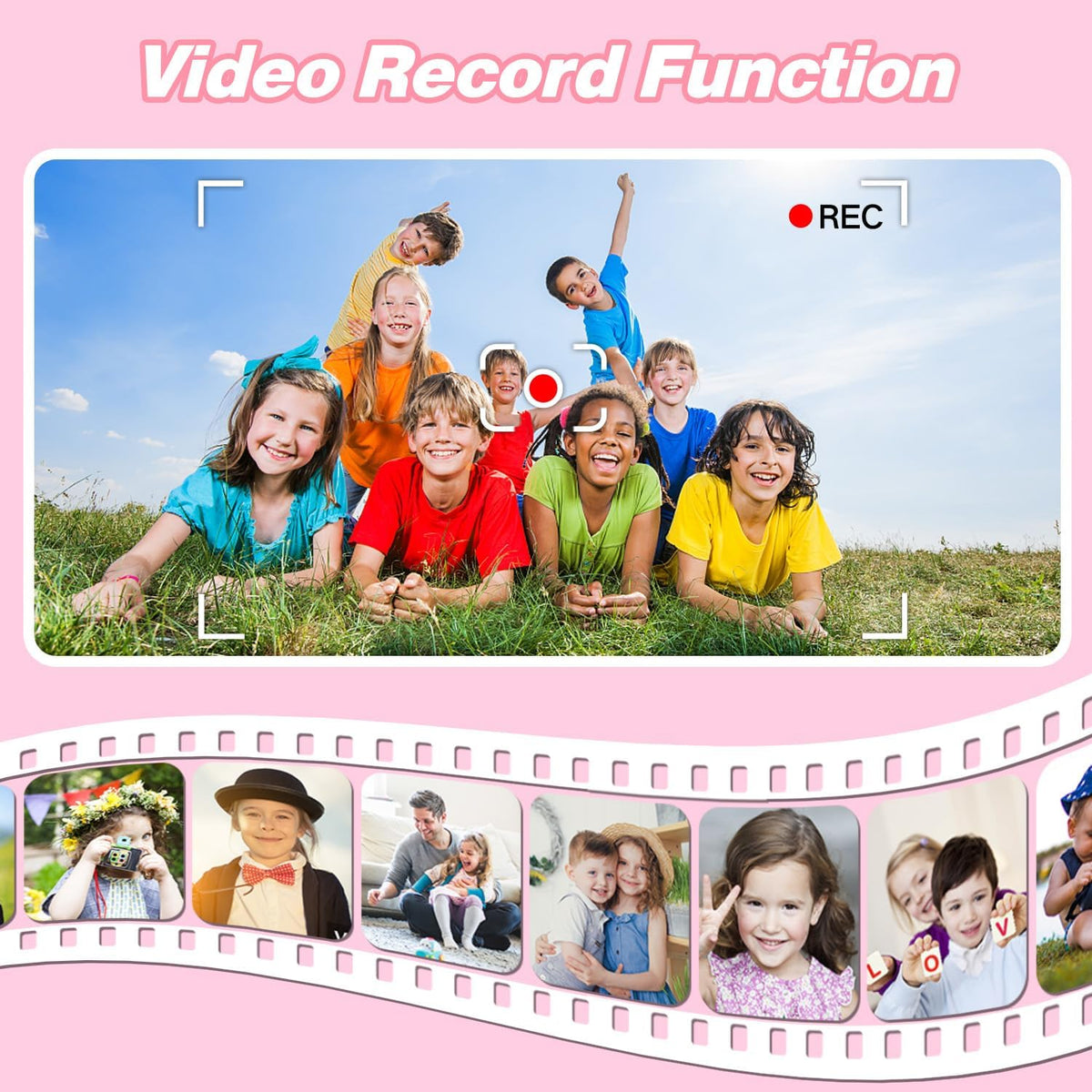 Goopow Kids Camera Toys for 3-8 Year Old Girls Boys, Children Digital Video Camcorder Camera with Cartoon Soft Cover - 32G SD Card Included
