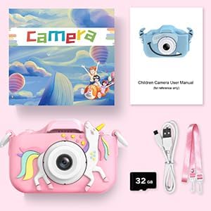 Goopow Kids Camera Toys for 3-8 Year Old Girls Boys, Children Digital Video Camcorder Camera with Cartoon Soft Cover - 32G SD Card Included