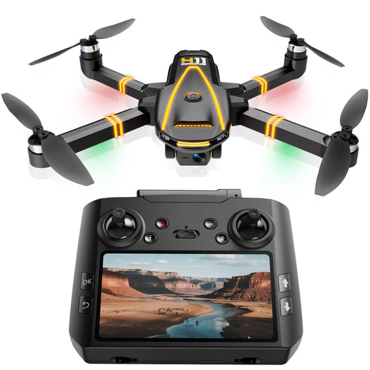 GPS Drone with EIS 4K Camera for Adults Kids, RC Drones with 4.5 inch HD Screen on Controller, Auto Return, 2 Batteries for 45 min Flight Time