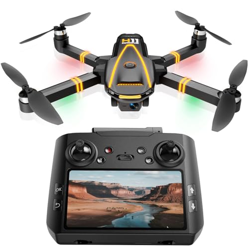 GPS Drone with EIS 4K Camera for Adults Kids, RC Drones with 4.5 inch HD Screen on Controller, Auto Return, 2 Batteries for 45 min Flight Time