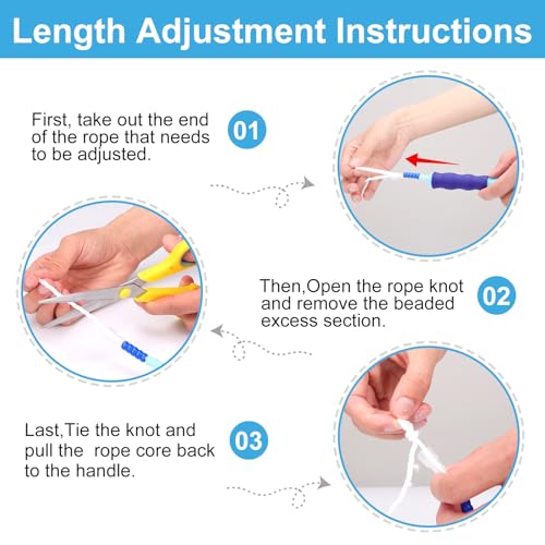 GRAWUN Jump Rope For Kids, Soft Beaded Jump Rope, Adjustable Length Tangle-Free Segmented Soft Beaded Skipping Rope, for Women