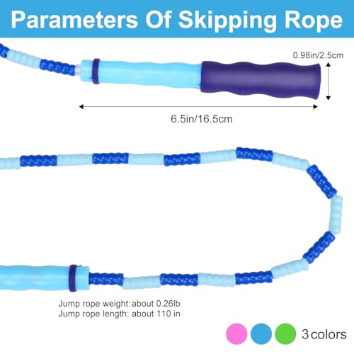 GRAWUN Jump Rope For Kids, Soft Beaded Jump Rope, Adjustable Length Tangle-Free Segmented Soft Beaded Skipping Rope, for Women