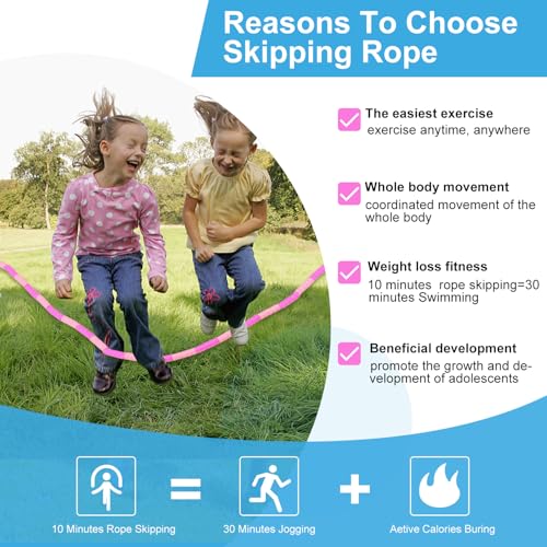 GRAWUN Jump Rope For Kids, Soft Beaded Jump Rope, Adjustable Length Tangle-Free Segmented Soft Beaded Skipping Rope, for Women