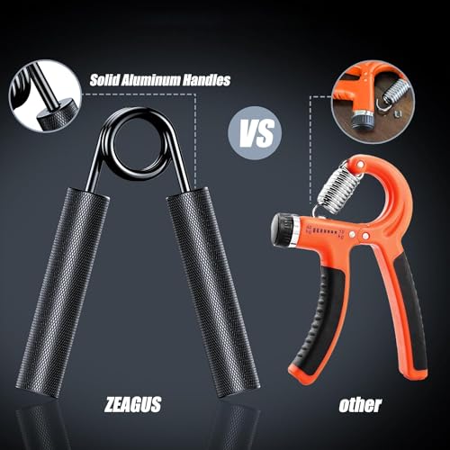 Grip Strength Trainer 4 Pack, 50LB-200LB Metal Hand Grip Strengthener, Non-Slip Heavy-Duty Forearm Exerciser, Hand Gripper for Muscle Building