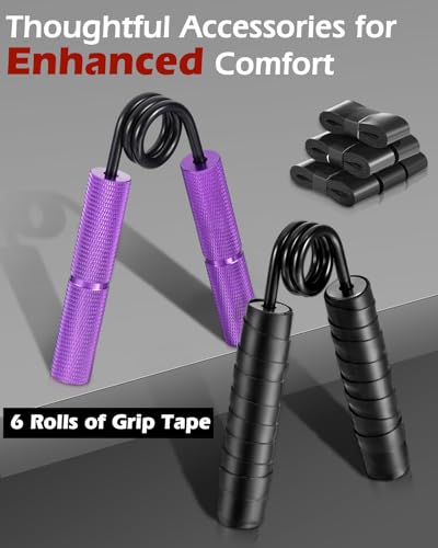 Grip Strength Trainer, 6 Pack Grip Strength Trainer Set (50-350LB), No Slip Hand Grip Strengthener, Wrist Forearm Strengthener with Grip Tape