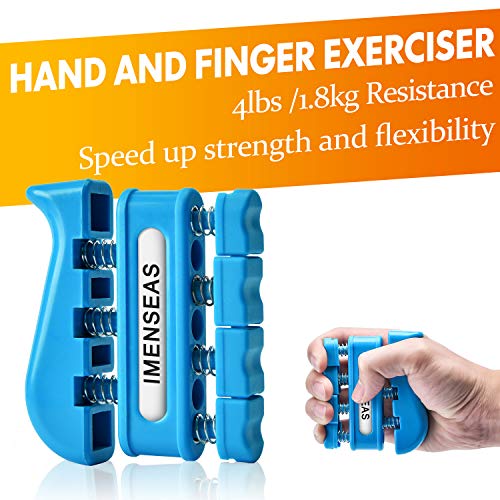 Grip Strength Trainer 7 Pack Adjustable, Finger Stretcher Resistance Extensor Bands, Finger Exerciser, Hand Gripper Strength Ring & Stress Ball