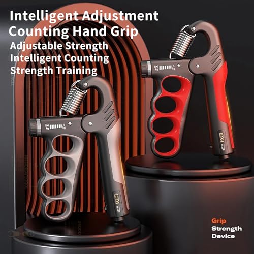 Grip Strength Trainer, Hand Grip Strengthener with Adjustable Resistance 11-220Lbs(5-100KG), Automatic Counter, Ergonomic Design, Forearm Strengthener