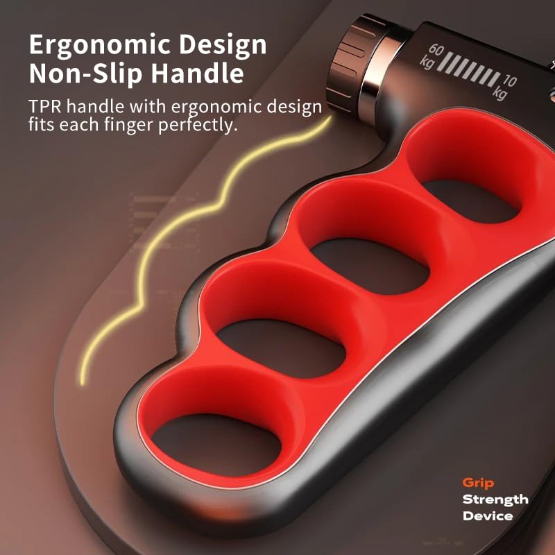 Grip Strength Trainer, Hand Grip Strengthener with Adjustable Resistance 11-220Lbs(5-100KG), Automatic Counter, Ergonomic Design, Forearm Strengthener