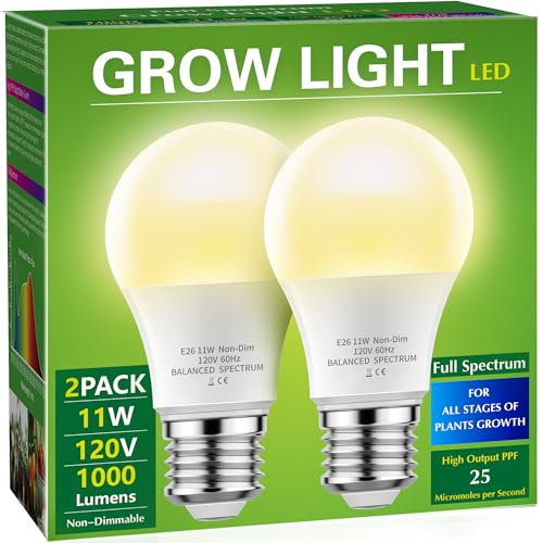 Grow Light Bulbs, Briignite LED Grow Light Bulb A19 Bulb, Full Spectrum Grow Light Bulb, Plant Light Bulbs E26 Base (2Pack)