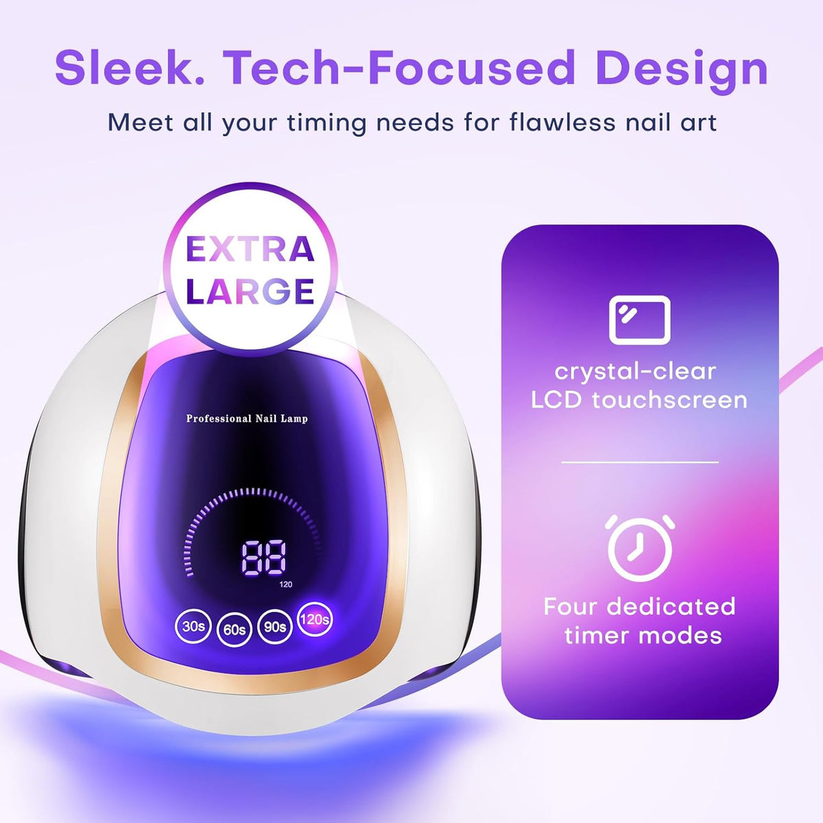 Gugusure UV LED Nail Lamp, Upgrade 180W Nail Dryer for Gel Polish with LCD Display, Auto Sensor and 4 Timer Settings, Professional Curing Lamp Light