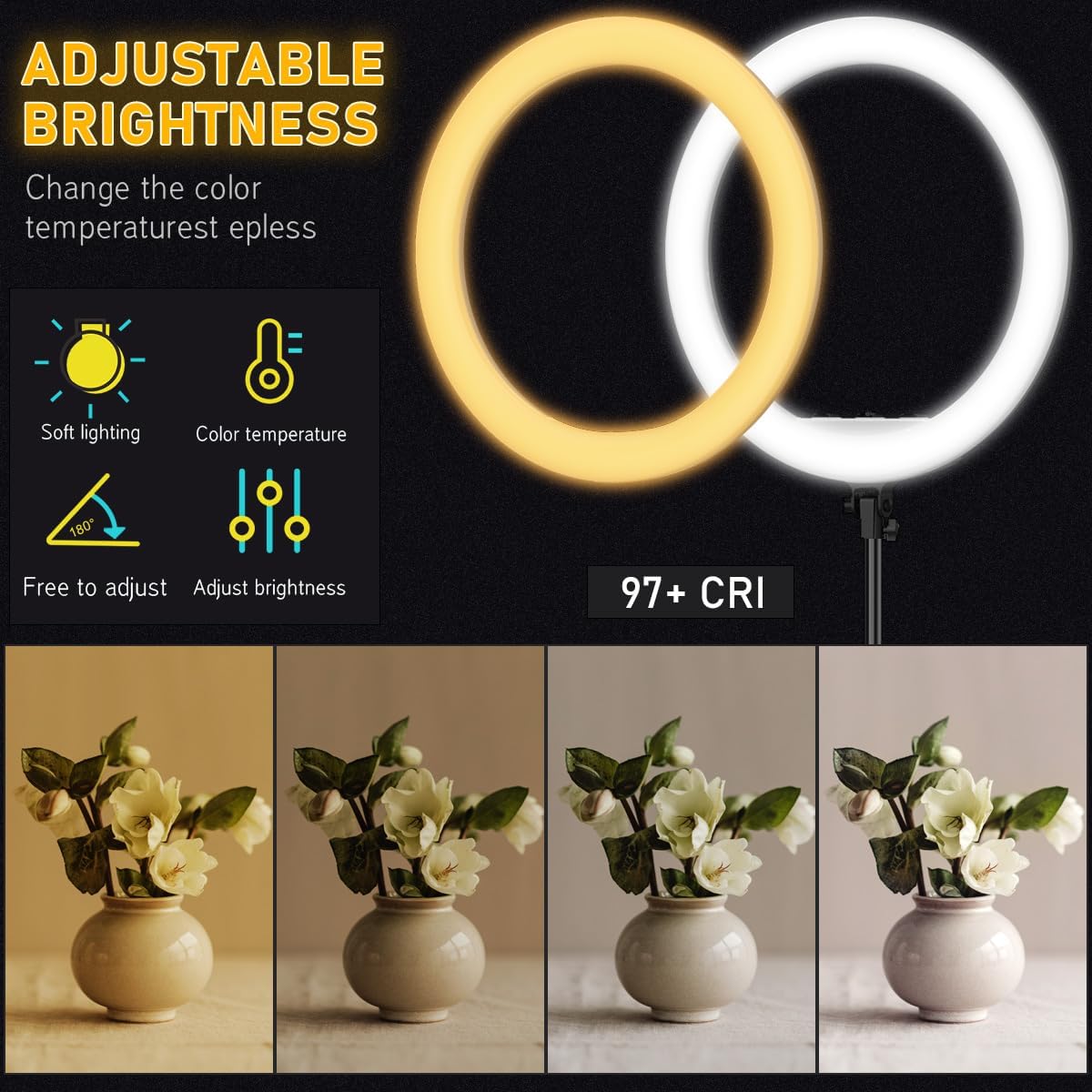 Hagibis 21 inch Ring Light with Stand Outer 55W 5600k Dimmable LED Light, Tripod Stand, and Phone Holder, Remote Controller, Carrying Bag