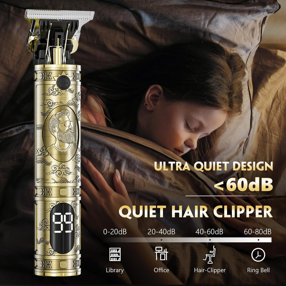 Hair Clippers for Men Cordless Professional Beard Trimmers with LCD Display Electric Grooming Rechargeable Shaver Zero Gapped T/Blade Cutting Kit Gift