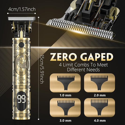 Hair Clippers for Men Cordless Professional Beard Trimmers with LCD Display Electric Grooming Rechargeable Shaver Zero Gapped T/Blade Cutting Kit Gift