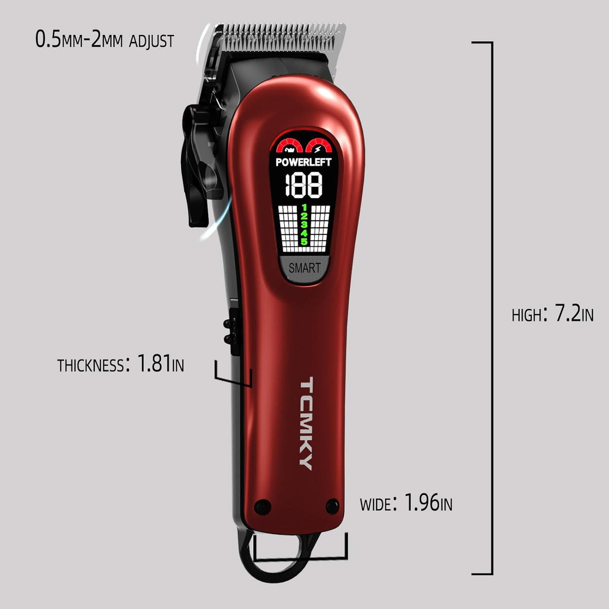 Hair Clippers for Men Professional Clippers for Men Cordless&Corded Barber Clippers for Hair Cutting & Grooming. Rechargeable Hair Trimmer Kit (Red)