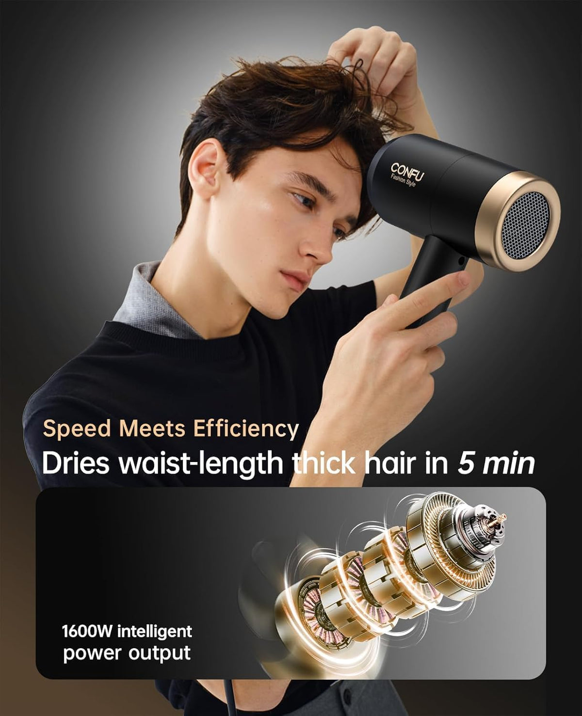 Hair Dryer, CONFU Blow Dryer with Diffuser, 21000PRM Professional Hairdryer, Portable Lightweight Fast Drying Negative Ionic Blow Dryer