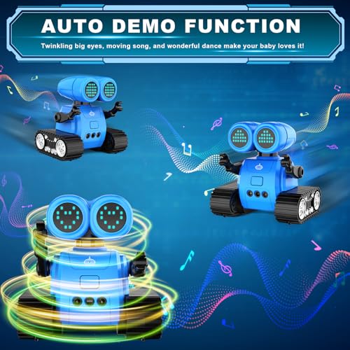 Hamourd Robot Toys for Boys Girls, Emo Robot with Walkie-Talkie Function, Gesture Sensing, Flexible Head & Arms, Programming Motion, Dance Moves