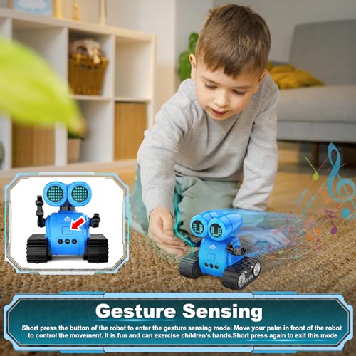 Hamourd Robot Toys for Boys Girls, Emo Robot with Walkie-Talkie Function, Gesture Sensing, Flexible Head & Arms, Programming Motion, Dance Moves