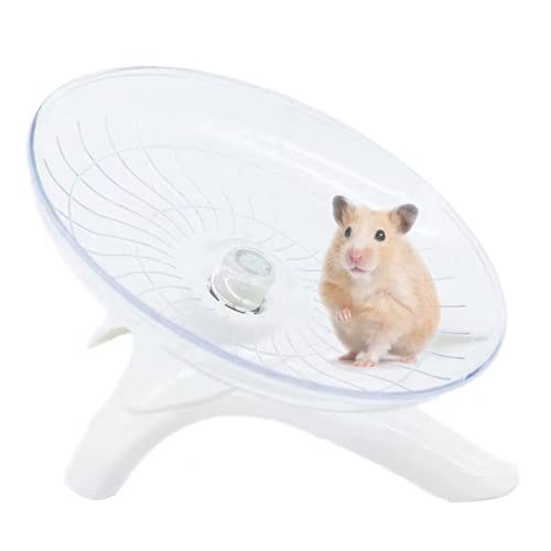 Hamster Flying Saucer Silent Running Exercise Wheel for Hamsters, Gerbils, Mice, Hedgehog and Other Small Pets Silent Running Wheel Hamster (White)
