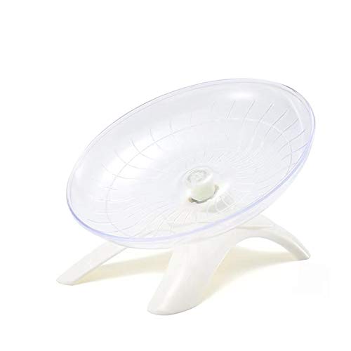 Hamster Flying Saucer Silent Running Exercise Wheel for Hamsters, Gerbils, Mice, Hedgehog and Other Small Pets Silent Running Wheel Hamster (White)