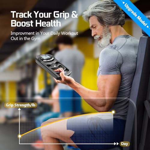 Hand Grip Strength Tester Trainer - Electronic Hand Dynamometer Forearm Grip Strengthener Exerciser Digital Training Gauge 265 Lbs 120 Kgs