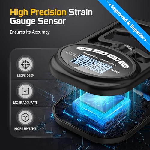 Hand Grip Strength Tester Trainer - Electronic Hand Dynamometer Forearm Grip Strengthener Exerciser Digital Training Gauge 265 Lbs 120 Kgs