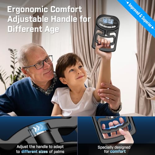 Hand Grip Strength Tester Trainer - Electronic Hand Dynamometer Forearm Grip Strengthener Exerciser Digital Training Gauge 265 Lbs 120 Kgs