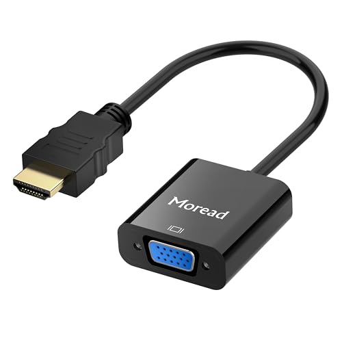 HDMI to VGA, Uni-Directional Gold-Plated HDMI to VGA Adapter (Male to Female) for Computer, Desktop, Laptop, PC, Monitor, Projector, HDTV (Black)