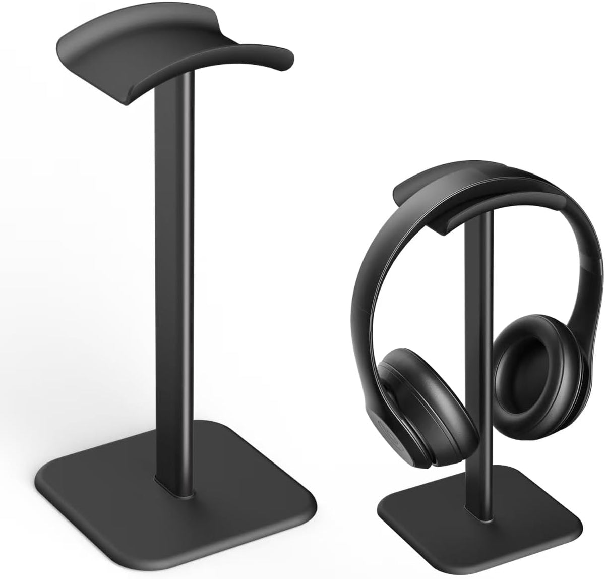 Headphone Stand for Desk - Headset Stand with Aluminum Hanger and Plastic Headrest, Headphone Holder for AirPods Max, Sony, Bose (Black)