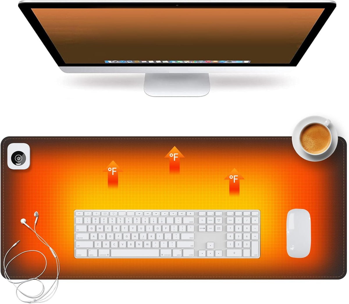 Heated Desk Pad Mouse Pad - Heated Desk Mat - Warm Desk Pad - 3 Levels Heating & 4 Hours Auto Shut-Off, PU Leather Mouse Pad (Dull Black)