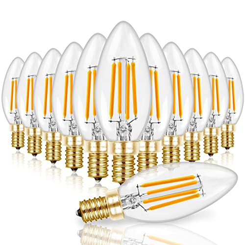 Hizashi 90+CRI Candelabra LED Light Bulbs 60 Watt, 2700K Warm White, E12 LED Bulb Dimmable, B11 Chandelier Light Bulbs, 6W, 550LM (12 Pack)