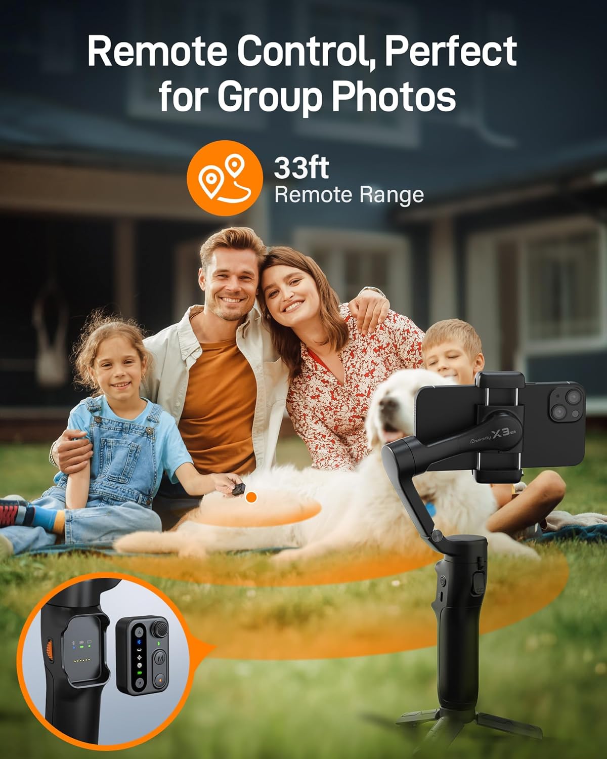 hohem iSteady X3 SE Gimbal Stabilizer for iPhone, Phone Stabilizer with Detachable Remote Control, Portable Foldable 3-Axis Phone Gimbal
