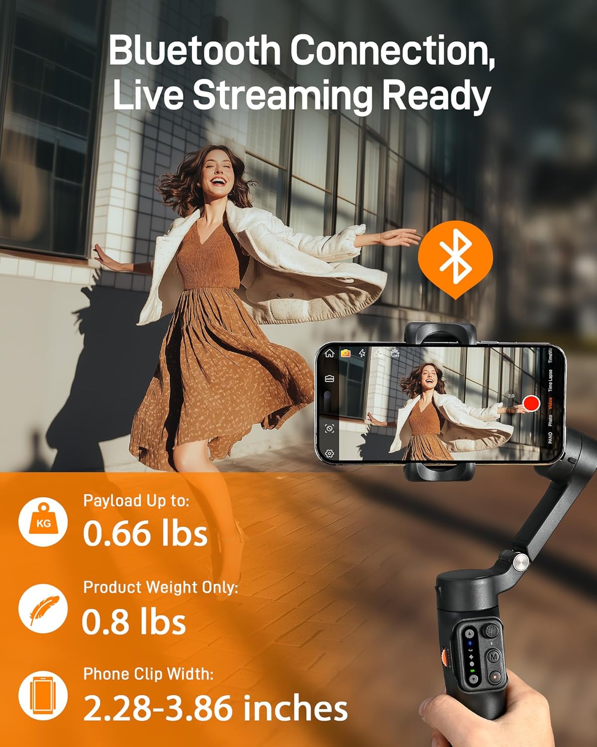 hohem iSteady X3 SE Gimbal Stabilizer for iPhone, Phone Stabilizer with Detachable Remote Control, Portable Foldable 3-Axis Phone Gimbal