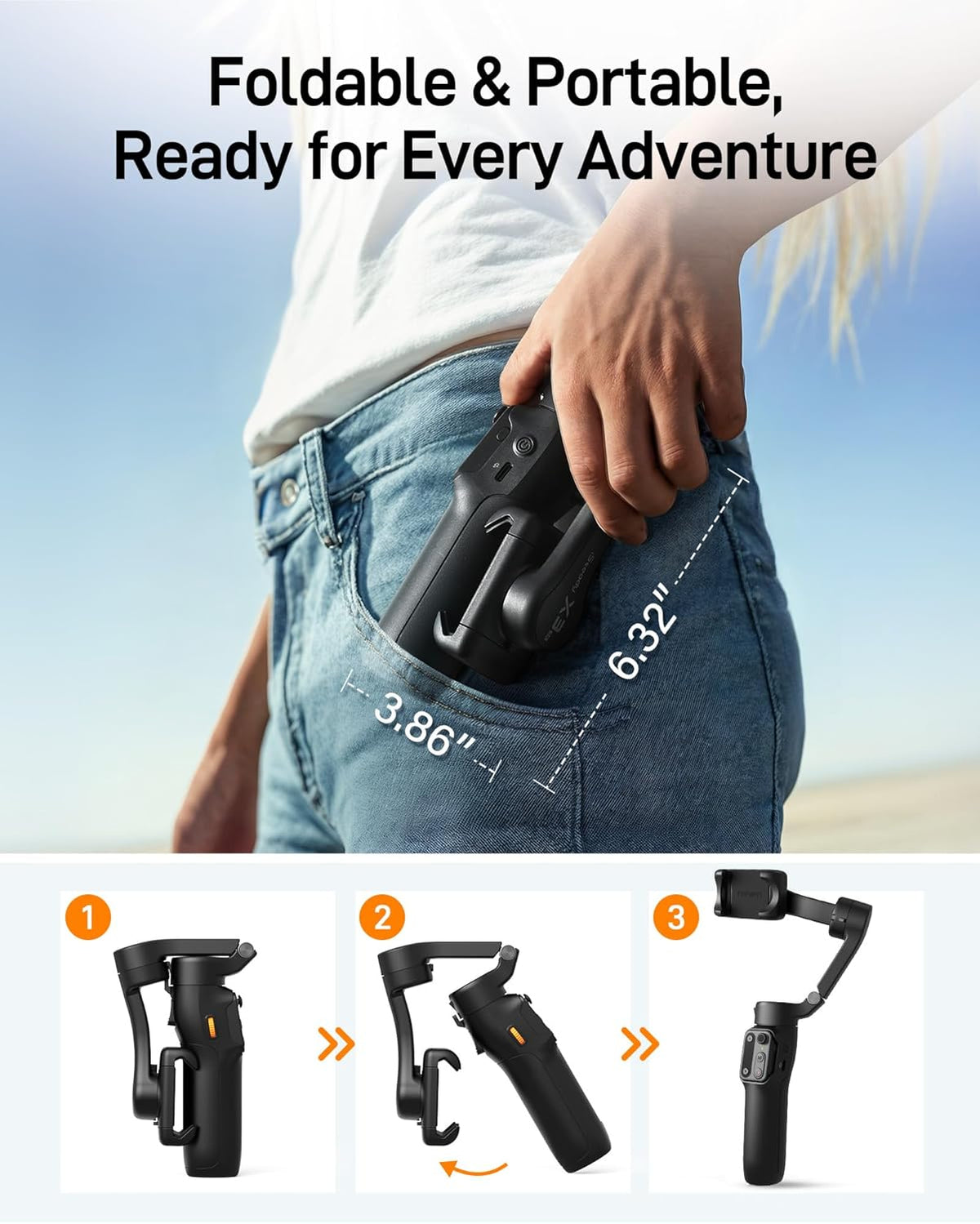hohem iSteady X3 SE Plus Gimbal Stabilizer for iPhone, 3-Axis Phone Gimbal with Detachable Remote Control, Extendable Rod, 11-Hour Battery