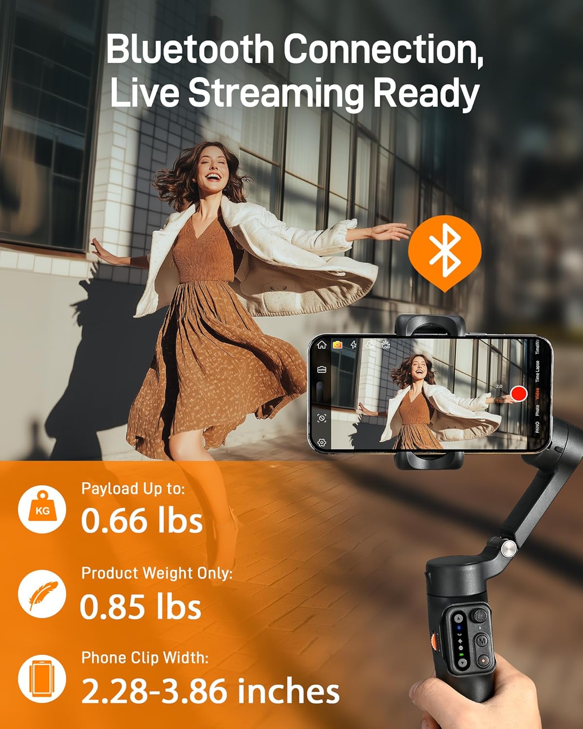 hohem iSteady X3 SE Plus Gimbal Stabilizer for iPhone, 3-Axis Phone Gimbal with Detachable Remote Control, Extendable Rod, 11-Hour Battery