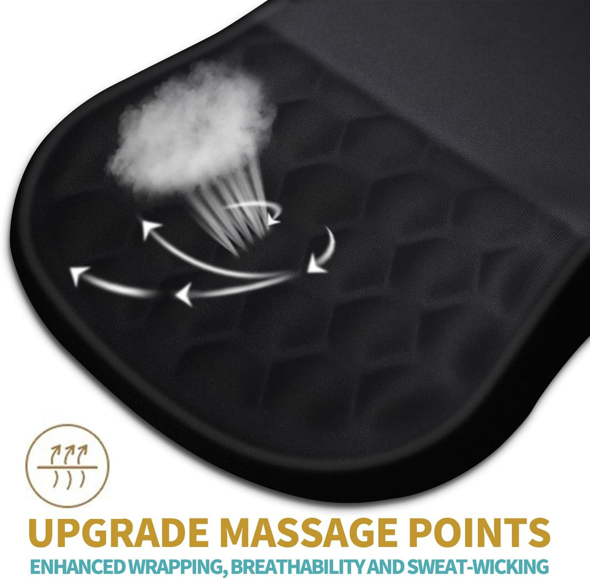 Hokafenle Ergonomic Mouse Pad with Wrist Support & Massage Design - Memory Foam Gel, Non-Slip PU Base (12×8 in, Black)