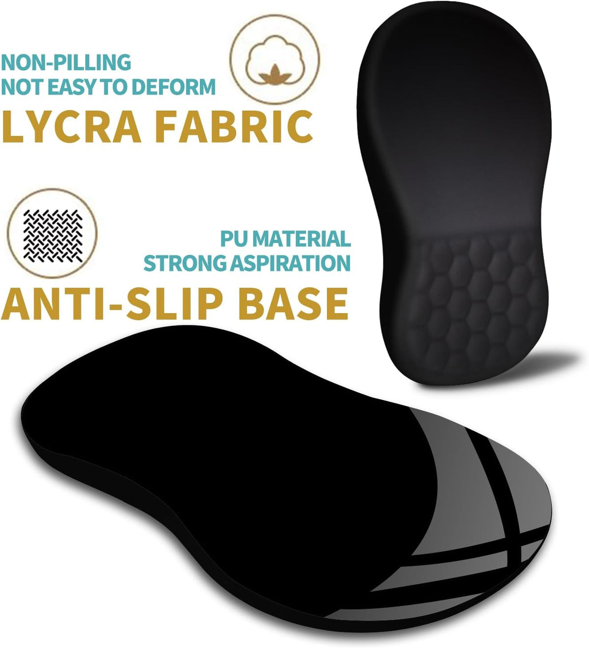 Hokafenle Ergonomic Mouse Pad with Wrist Support & Massage Design - Memory Foam Gel, Non-Slip PU Base (12×8 in, Black)