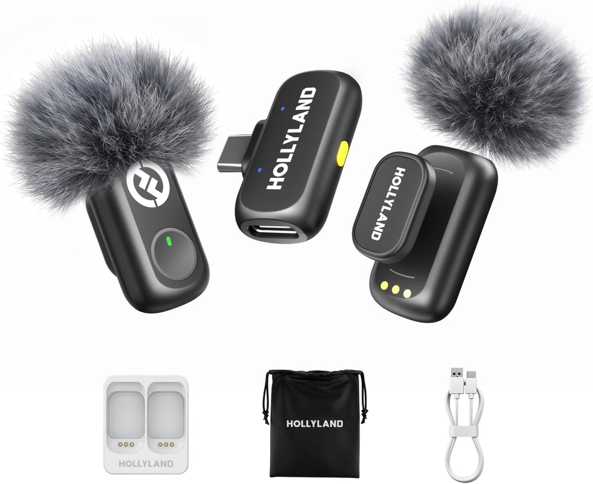 Hollyland Lark A1 Wireless Microphone for iPhone & Android, 48kHz/24-bit Studio Audio, 3-Level Noise Cancellation, 200m Range, Magnetic Mini Mic