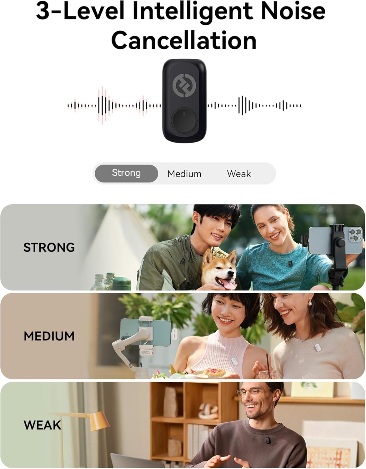 Hollyland Lark A1 Wireless Microphone for iPhone & Android, 48kHz/24-bit Studio Audio, 3-Level Noise Cancellation, 200m Range, Magnetic Mini Mic