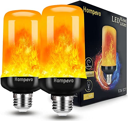 Hompavo, Upgraded, LED Flame Light Bulbs, 4 Modes Flickering Light Bulbs with Upside Down Effect, E26/E27 Flame Bulb