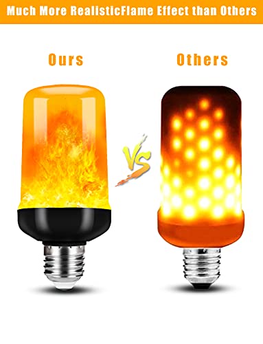 Hompavo, Upgraded, LED Flame Light Bulbs, 4 Modes Flickering Light Bulbs with Upside Down Effect, E26/E27 Flame Bulb
