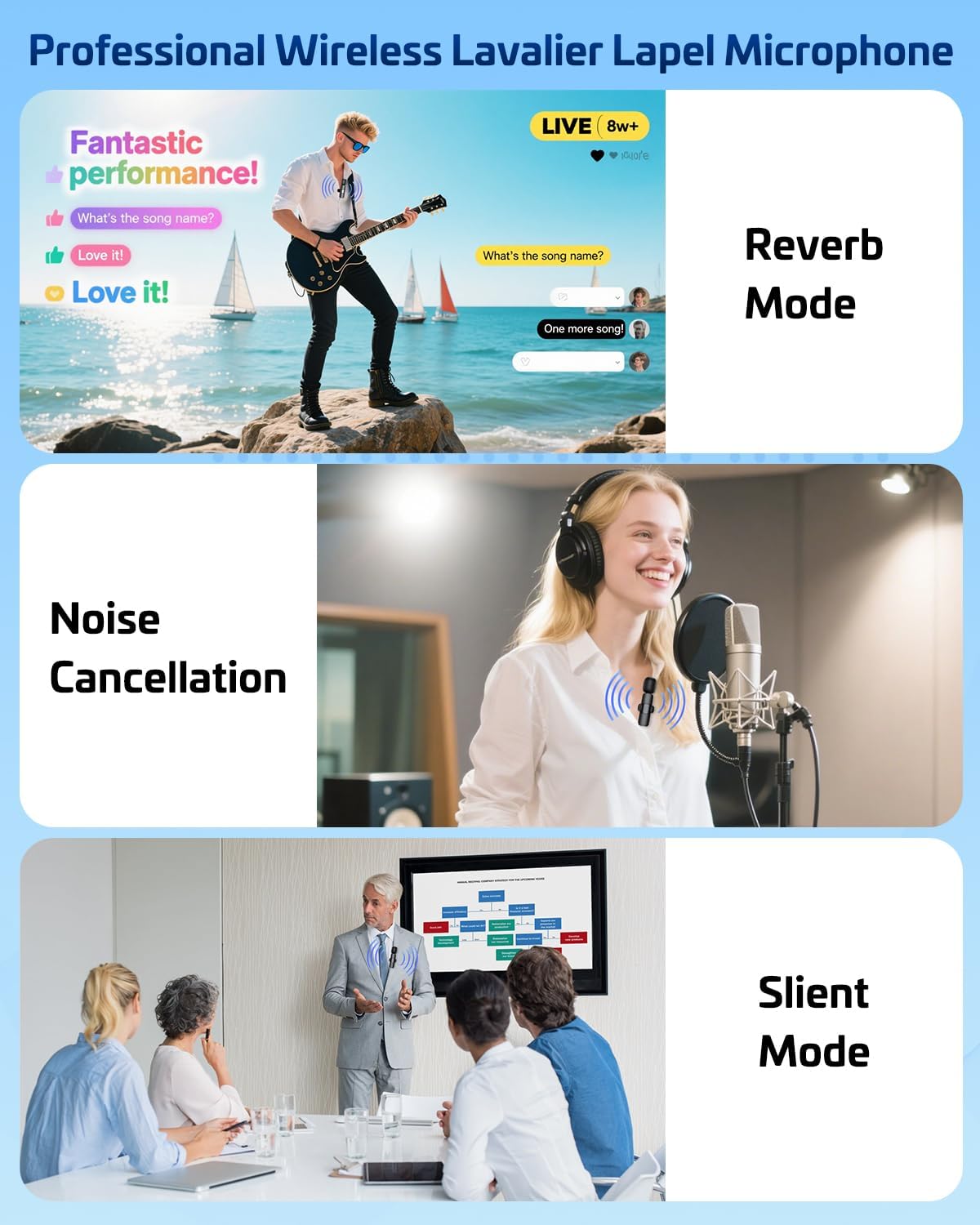 HONGJIEYUAN Pink Wireless Lavalier Microphone for iPhone & Android - Mini Clip-On Mic with Noise Cancellation, 65ft Range, 8H Battery, USB-C/Lightning
