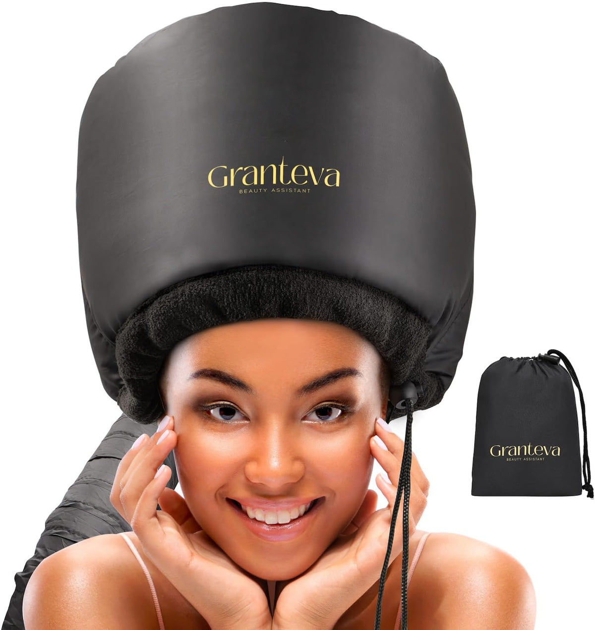 Hooded Hair Dryer Attachment w/A Headband Integrated That Reduces Heat Around Ears & Neck - Hair Dryer Hooded Diffuser Cap for Curly