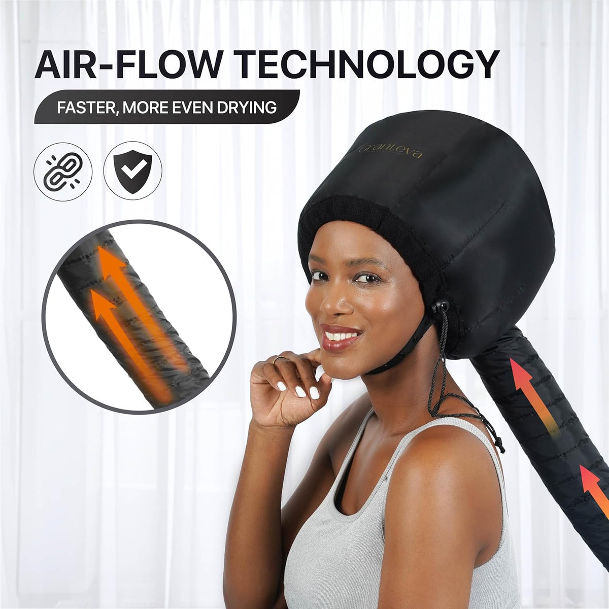 Hooded Hair Dryer Attachment w/A Headband Integrated That Reduces Heat Around Ears & Neck - Hair Dryer Hooded Diffuser Cap for Curly