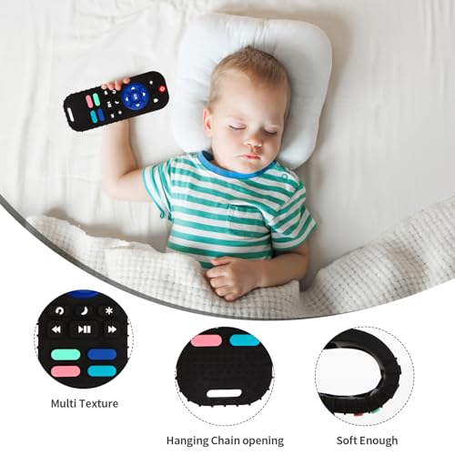 Hooku 2 Pack Silicone Teething Toys for Babies 0-6 Months, Teethers for Babies 6-12 Months, Remote Teether for Baby, Sensory Toys for Babies