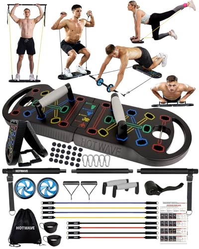 HOTWAVE Push Up Board Fitness, Portable Foldable 20 in 1 Push Up Bar at Home Gym, Pushup Handles for Floor. Professional Strength Training Equipment