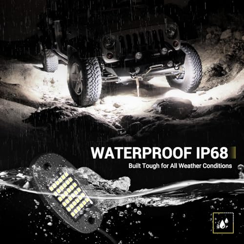 Hovano 20 Pods White Rock Lights 6000K Pure White 36 LEDs SMD Chips Super Bright Neon Underglow Light IP68 Waterproof