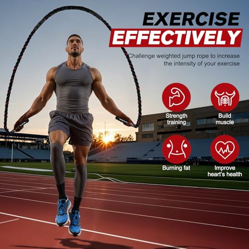 HPYGN Jump Rope, Weighted Jump Rope for Men women, 2.8lb 3.8lb 5lb Heavy Skipping Rope for Exercise, Adult Jumpropes for Home Workout