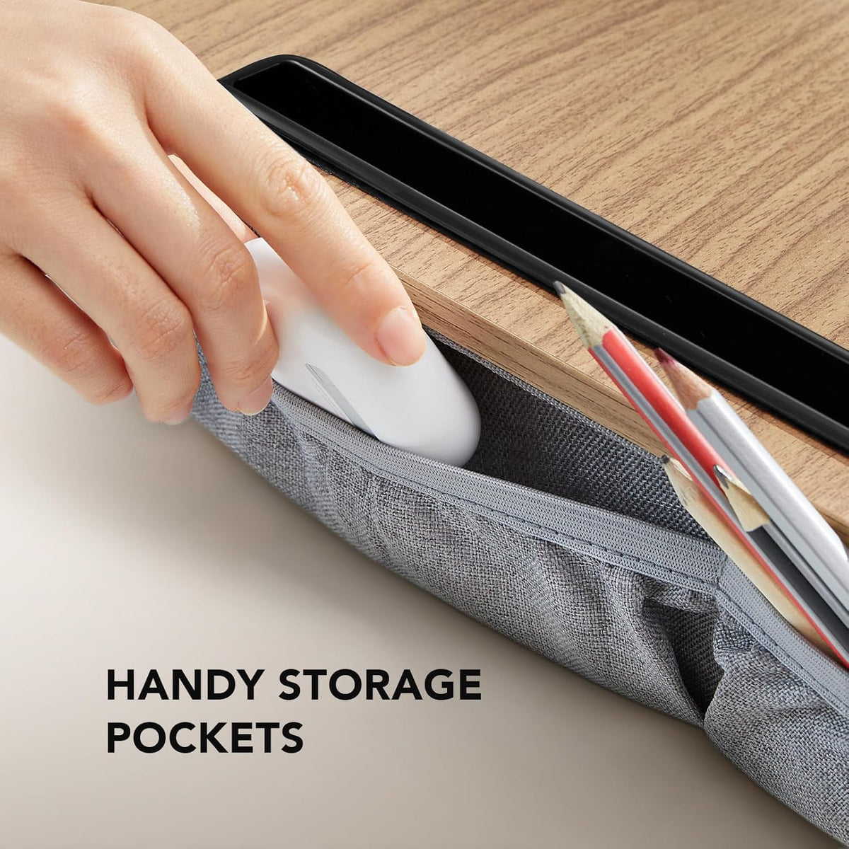 HUANUO Portable Lap Laptop Desk with Pillow Cushion, Fits up to 15.6 inch Laptop, with Anti-Slip Strip & Storage Function