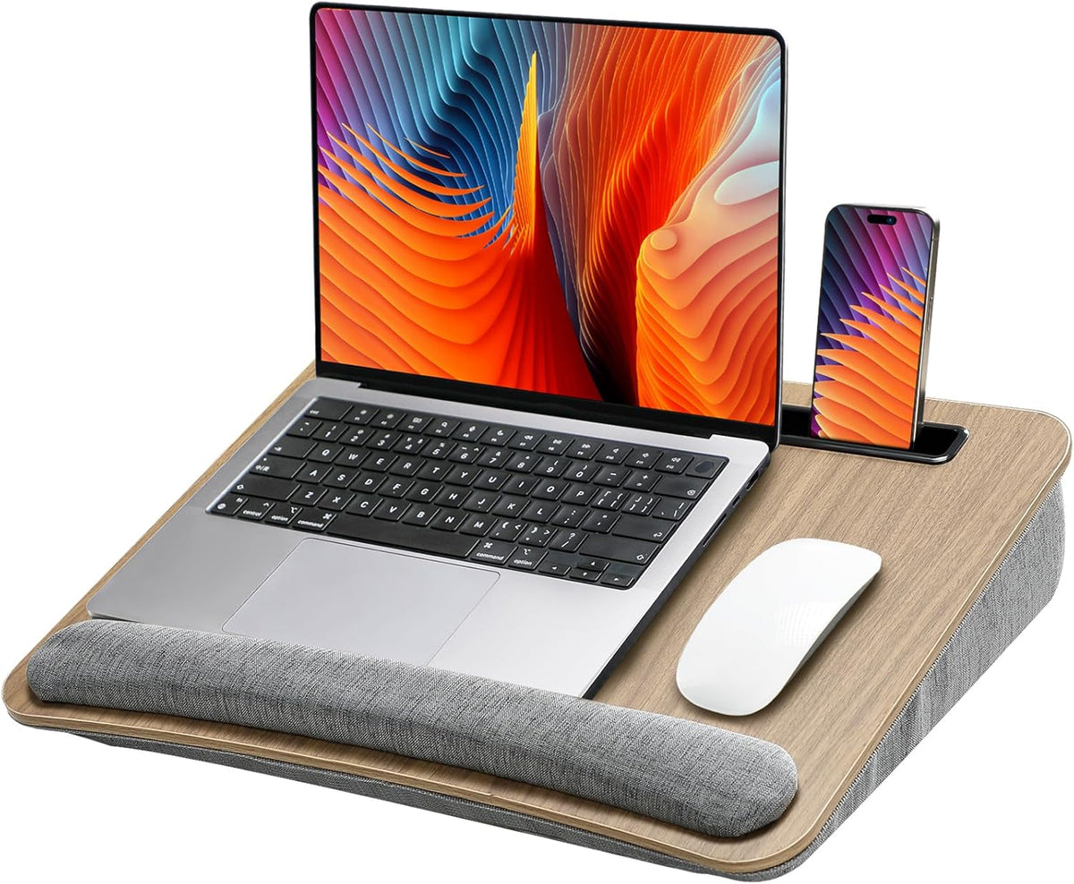 HUANUO Portable Lap Laptop Desk with Pillow Cushion, Fits up to 15.6 inch Laptop, with Anti-Slip Strip & Storage Function