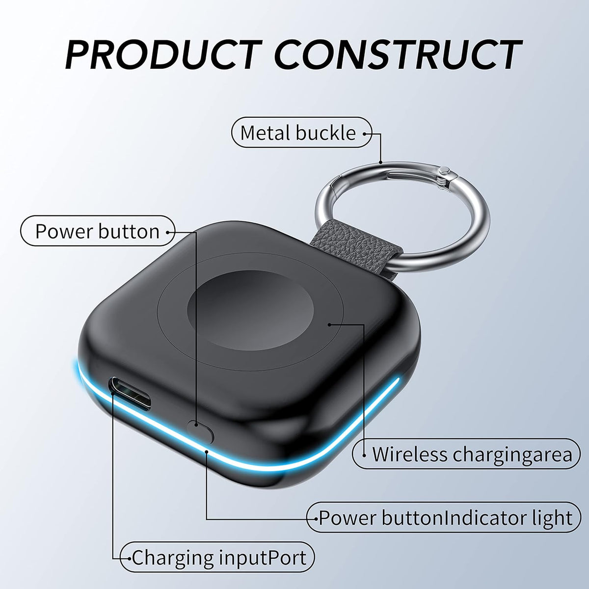 HUOTO Portable Charger for Apple Watch, Wireless Magnetic iWatch Charger 1200mAh Power Bank Travel Keychain Accessories Smart Chargers